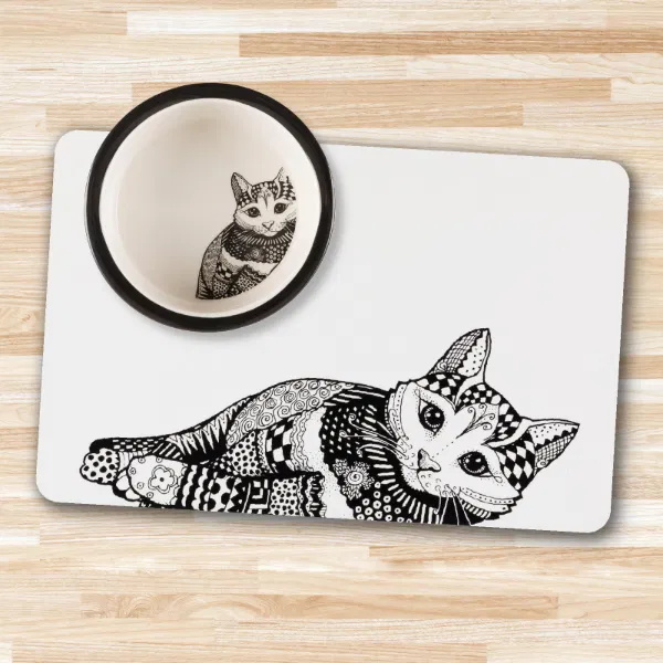 Trixie Zentangle Ceramic Bowl and Matching Placemat (44cmx28cm)